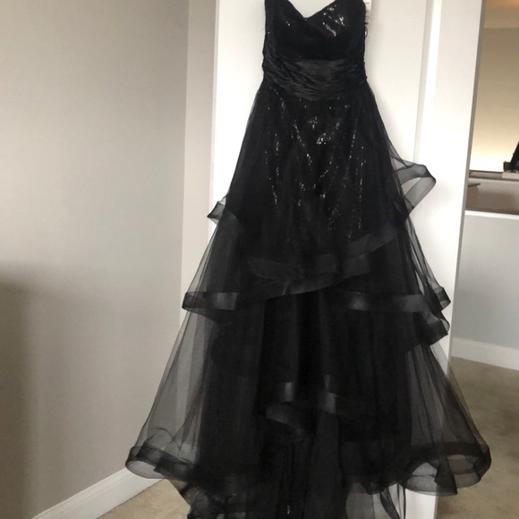 Sherri Hill black high/low strapless gown - Picture 2 of 10